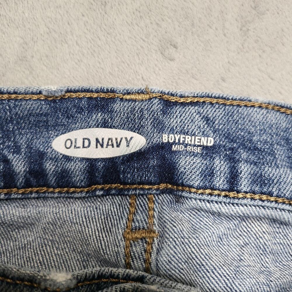 Old Navy Jeans Womens 10 Blue Boyfriend Mid Rise Distressed 5-Pocket Stretch - Picture 3 of 10
